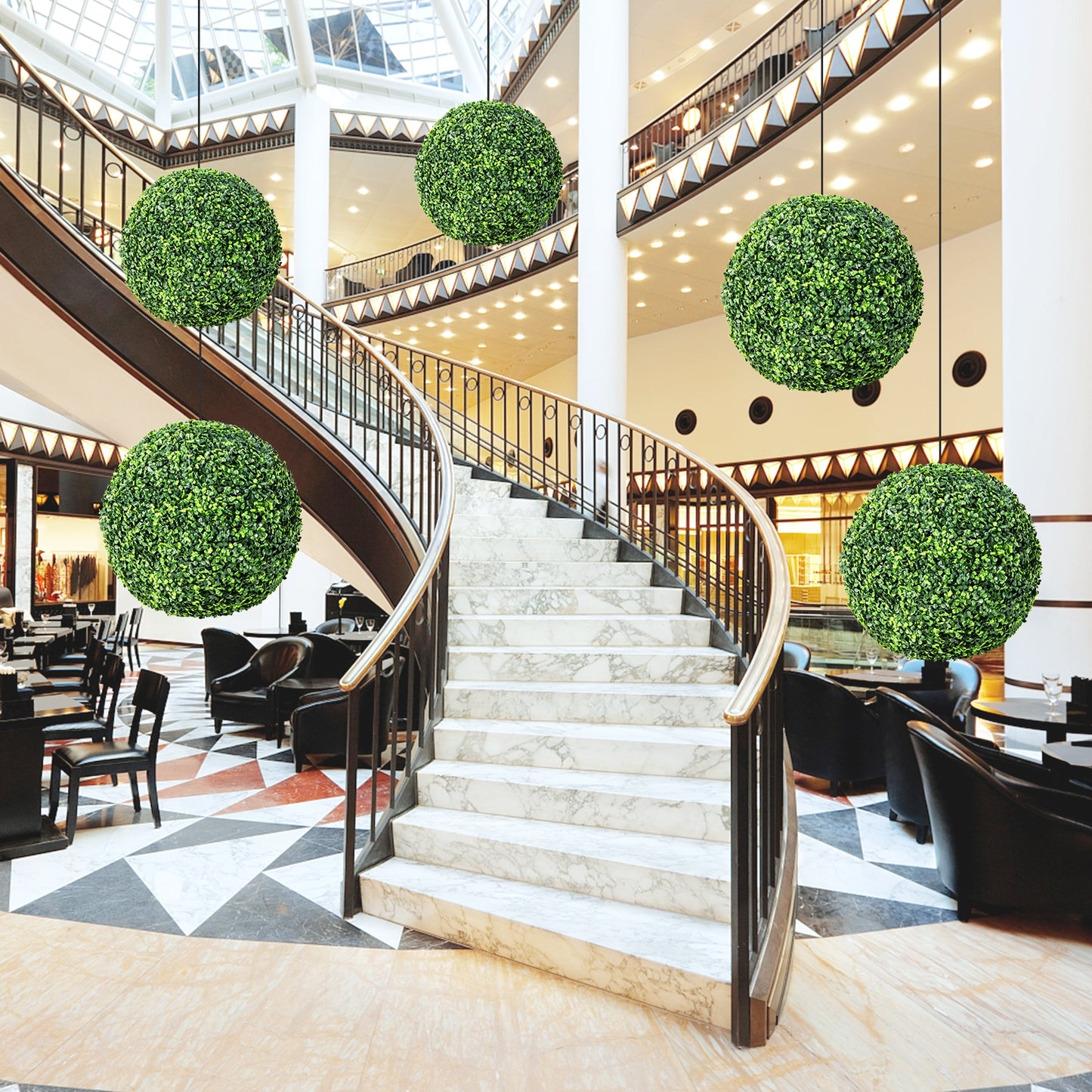19 Inch Artificial Topiary Balls, Faux Boxwood Plants, Green Faux Plants at Gallery Canada