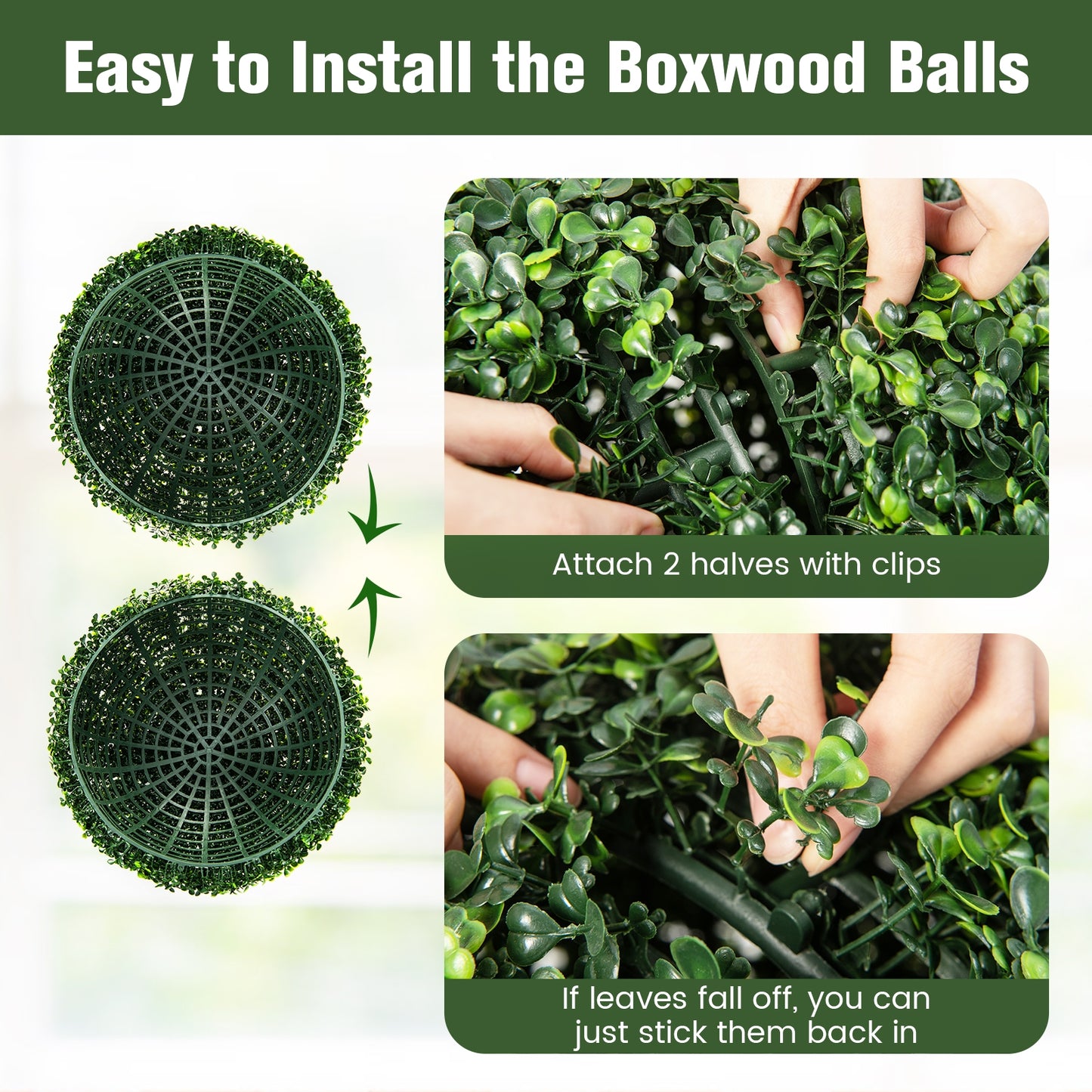 19 Inch Artificial Topiary Balls, Faux Boxwood Plants, Green Faux Plants at Gallery Canada