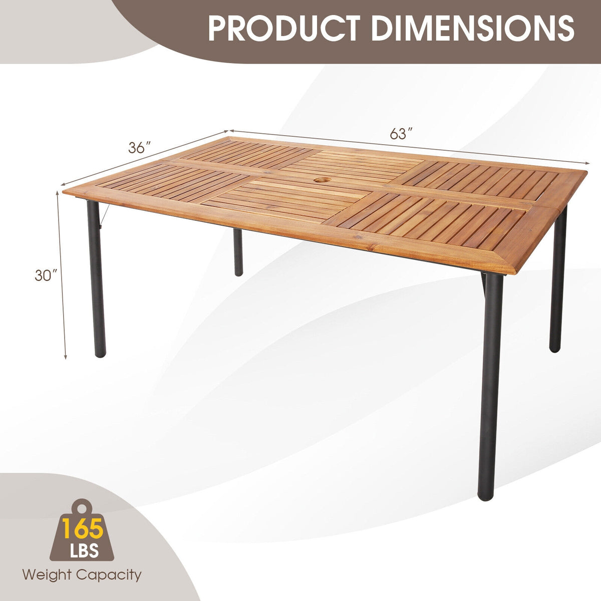 5 Piece Patio Dining Set, Detachable Cushion, Umbrella Hole, Natural Patio Dining Sets at Gallery Canada