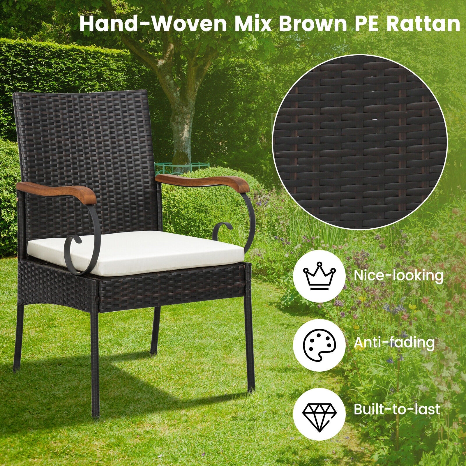 5 Piece Patio Dining Set, Detachable Cushion, Umbrella Hole, Natural Patio Dining Sets at Gallery Canada