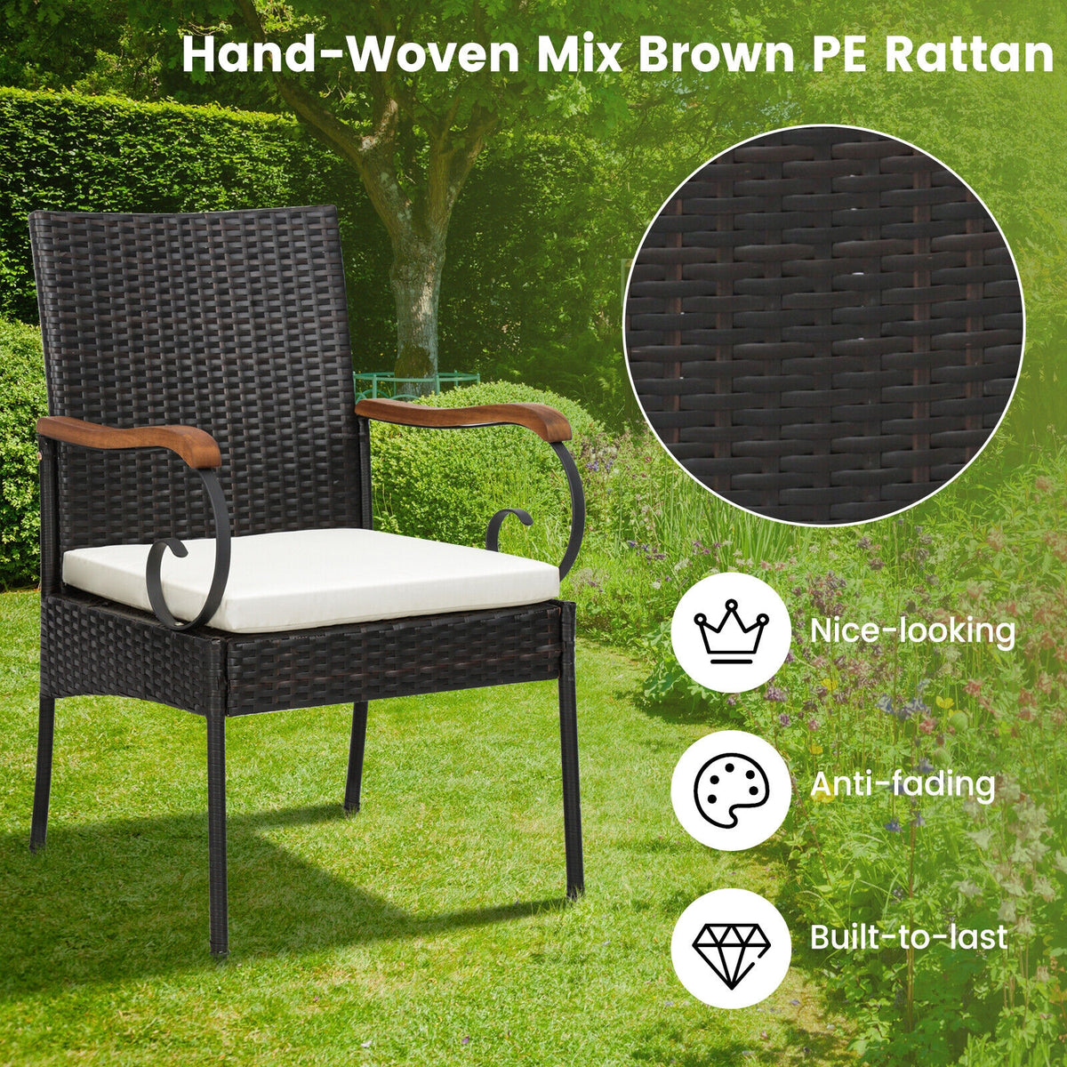 5 Piece Patio Dining Set, Detachable Cushion, Umbrella Hole, Natural Patio Dining Sets at Gallery Canada