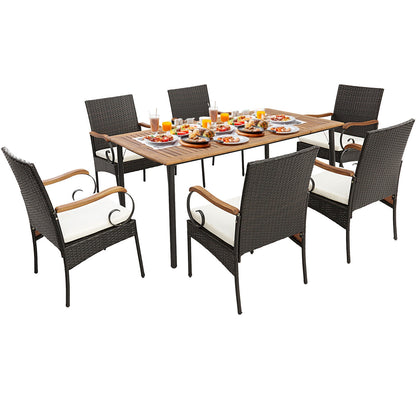 7-Piece Patio Dining Set, Detachable Cushion, Umbrella Hole, Natural Patio Dining Sets at Gallery Canada