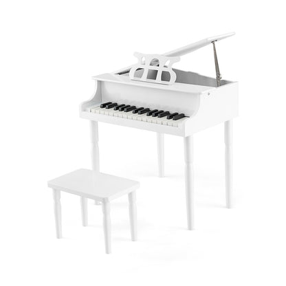 30-Key Wood Toy Kids Grand Piano, With Bench And Music Rack, White Pianos & Keyboards White at Gallery Canada