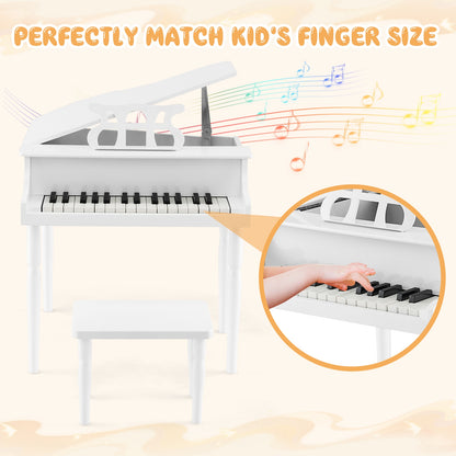 30-Key Wood Toy Kids Grand Piano, With Bench And Music Rack, White Pianos & Keyboards at Gallery Canada