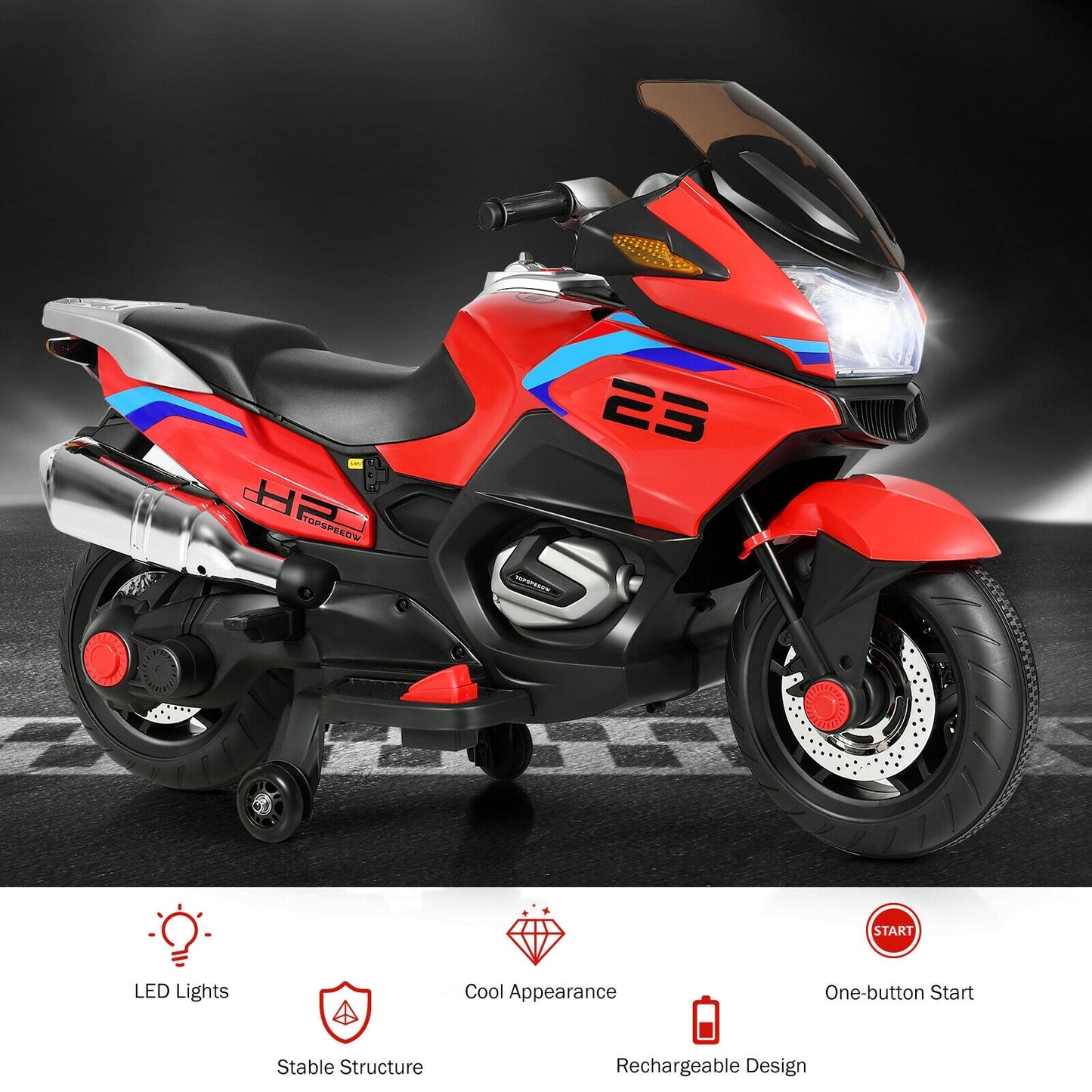 12V Kids Ride On Motorcycle, Red Powered Ride On Toys at Gallery Canada