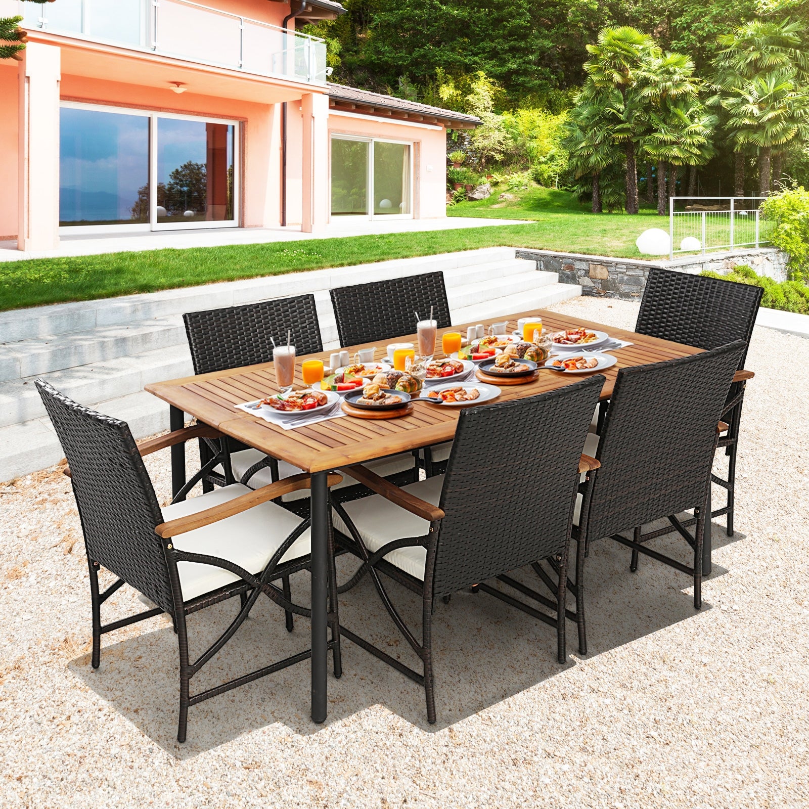 5-Piece Outdoor Dining Set, Acacia Wood Table, Brown Patio Dining Sets at Gallery Canada
