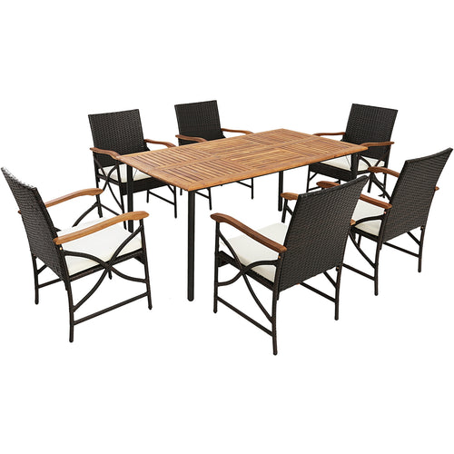 5-Piece Outdoor Dining Set, Acacia Wood Table, Brown