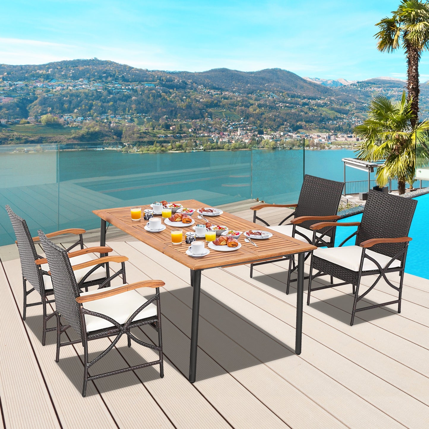 5/7-Piece Outdoor Dining Set, Acacia Wood Table, Brown Patio Dining Sets at Gallery Canada