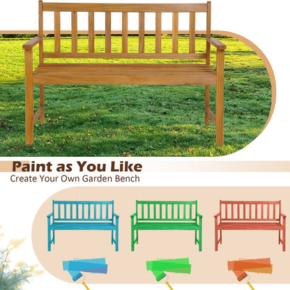 2-Person Outdoor Acacia Wood Bench With Backrest, Natural Outdoor Benches at Gallery Canada