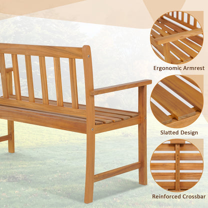 2-Person Outdoor Acacia Wood Bench With Backrest, Natural Outdoor Benches at Gallery Canada