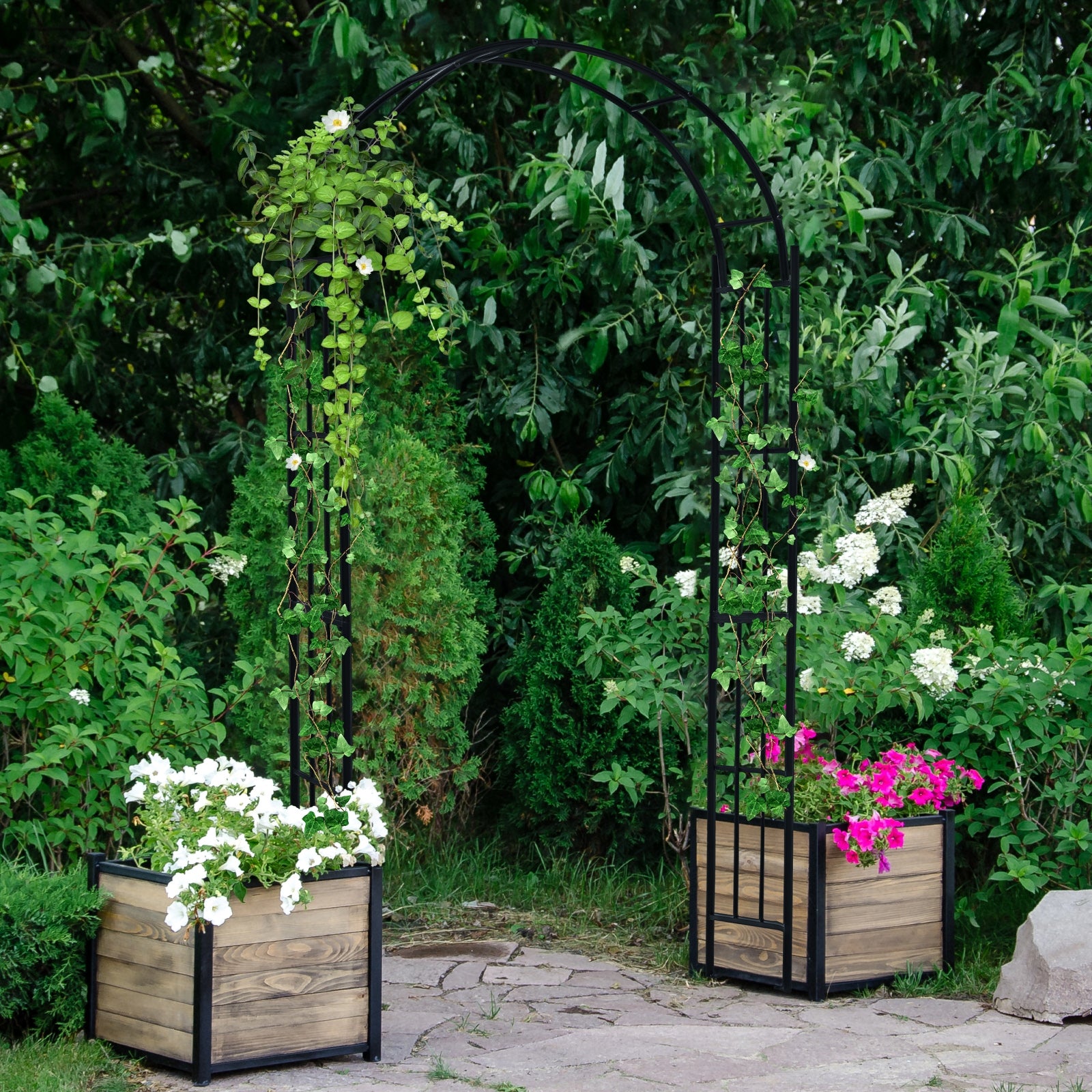 7.5 Feet Metal Garden Arch For Climbing Plants, Outdoor Decor, Black Outdoor Decor at Gallery Canada