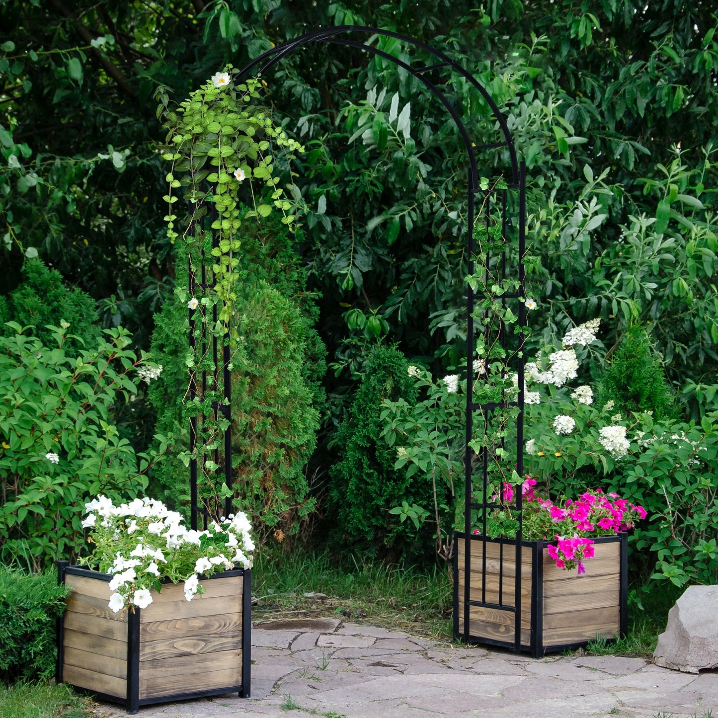 7.5 Feet Metal Garden Arch For Climbing Plants, Outdoor Decor, Black Outdoor Decor at Gallery Canada