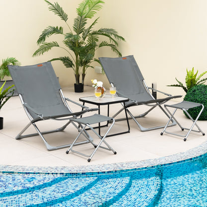 5-Piece Patio Sling Chair Set, Folding Lounge Chairs, Gray Outdoor Chaise Lounges at Gallery Canada
