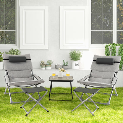 5-Piece Patio Sling Chair Set, Folding Lounge Chairs, Gray Outdoor Chaise Lounges at Gallery Canada