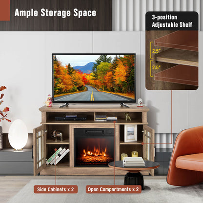 48 Inch Electric Fireplace TV Stand, Cabinets For 55 Inch TVs, Natural Entertainment Centers & TV Stands at Gallery Canada