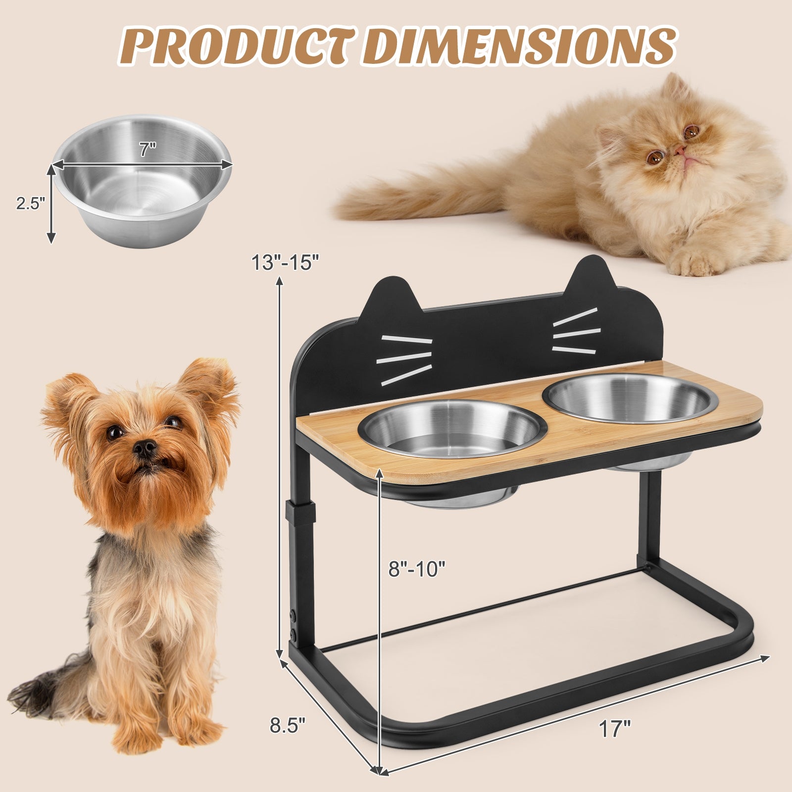 Elevated Pet Feeder With 2 Stainless Steel Bowls, Natural Cat Supplies at Gallery Canada
