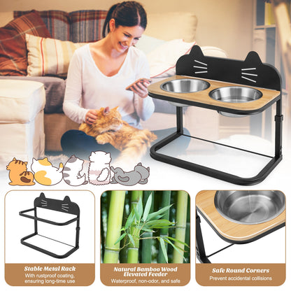 Elevated Pet Feeder With 2 Stainless Steel Bowls, Natural Cat Supplies at Gallery Canada