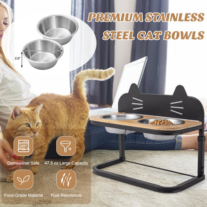 Elevated Pet Feeder With 2 Stainless Steel Bowls, Natural Cat Supplies at Gallery Canada