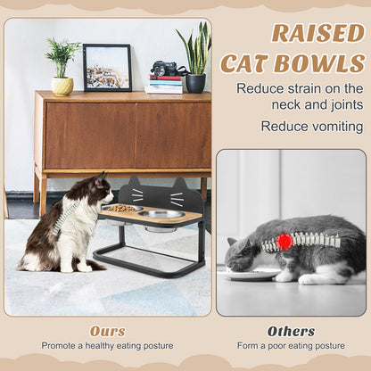Elevated Pet Feeder With 2 Stainless Steel Bowls, Natural Cat Supplies at Gallery Canada