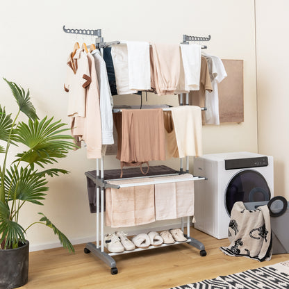 4-Tier Clothes Drying Rack, Rotatable Side Wings, Collapsible Shelves, Gray Drying Racks at Gallery Canada
