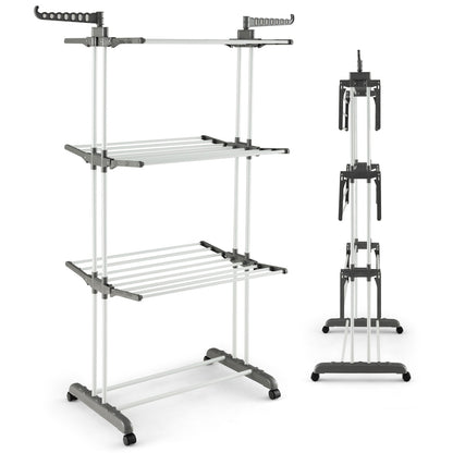 4-Tier Clothes Drying Rack, Rotatable Side Wings, Collapsible Shelves, Gray Drying Racks at Gallery Canada