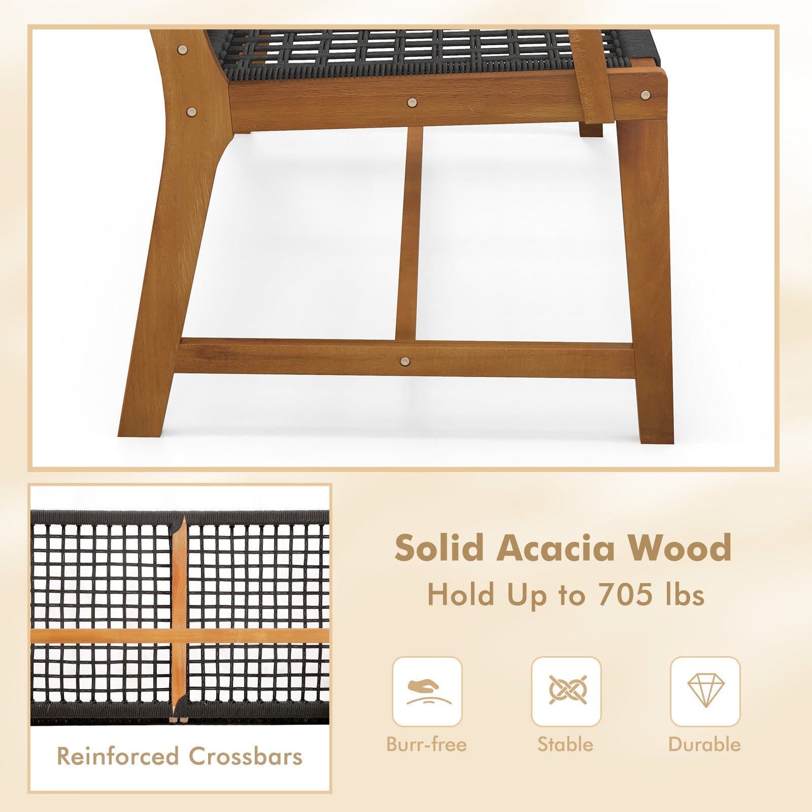 Outdoor Acacia Wood Bench With Backrest And Armrests Outdoor Benches at Gallery Canada