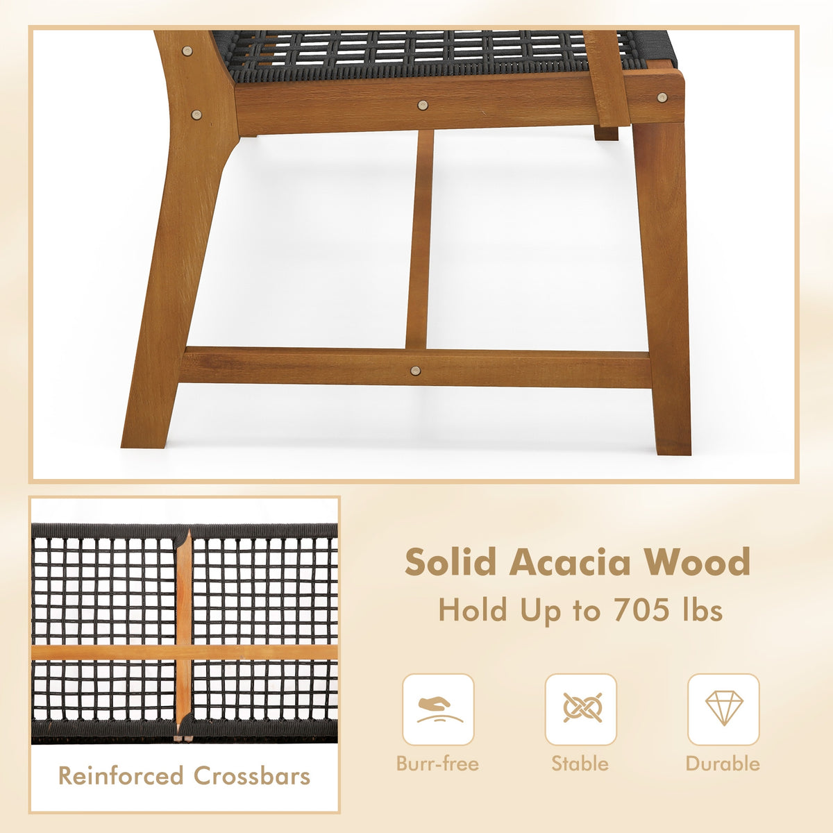 Outdoor Acacia Wood Bench With Backrest And Armrests Outdoor Benches at Gallery Canada