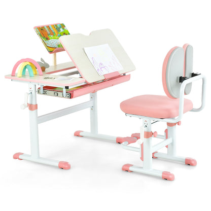 Height-Adjustable Kids Study Desk And Chair Set, Pink Kids Table & Chair Sets at Gallery Canada