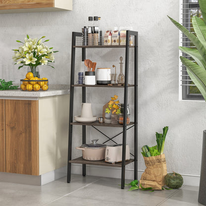 4-Tier Bookshelf, Metal Frame, Adjustable Foot Pads, Oak Bookcases at Gallery Canada