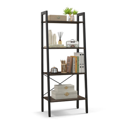 4-Tier Bookshelf, Metal Frame, Adjustable Foot Pads, Oak Bookcases at Gallery Canada