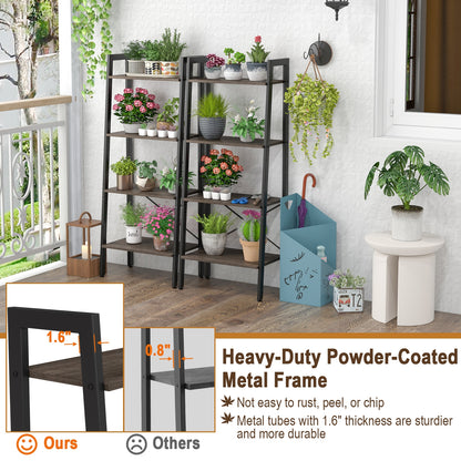 4-Tier Bookshelf, Metal Frame, Adjustable Foot Pads, Oak Bookcases at Gallery Canada