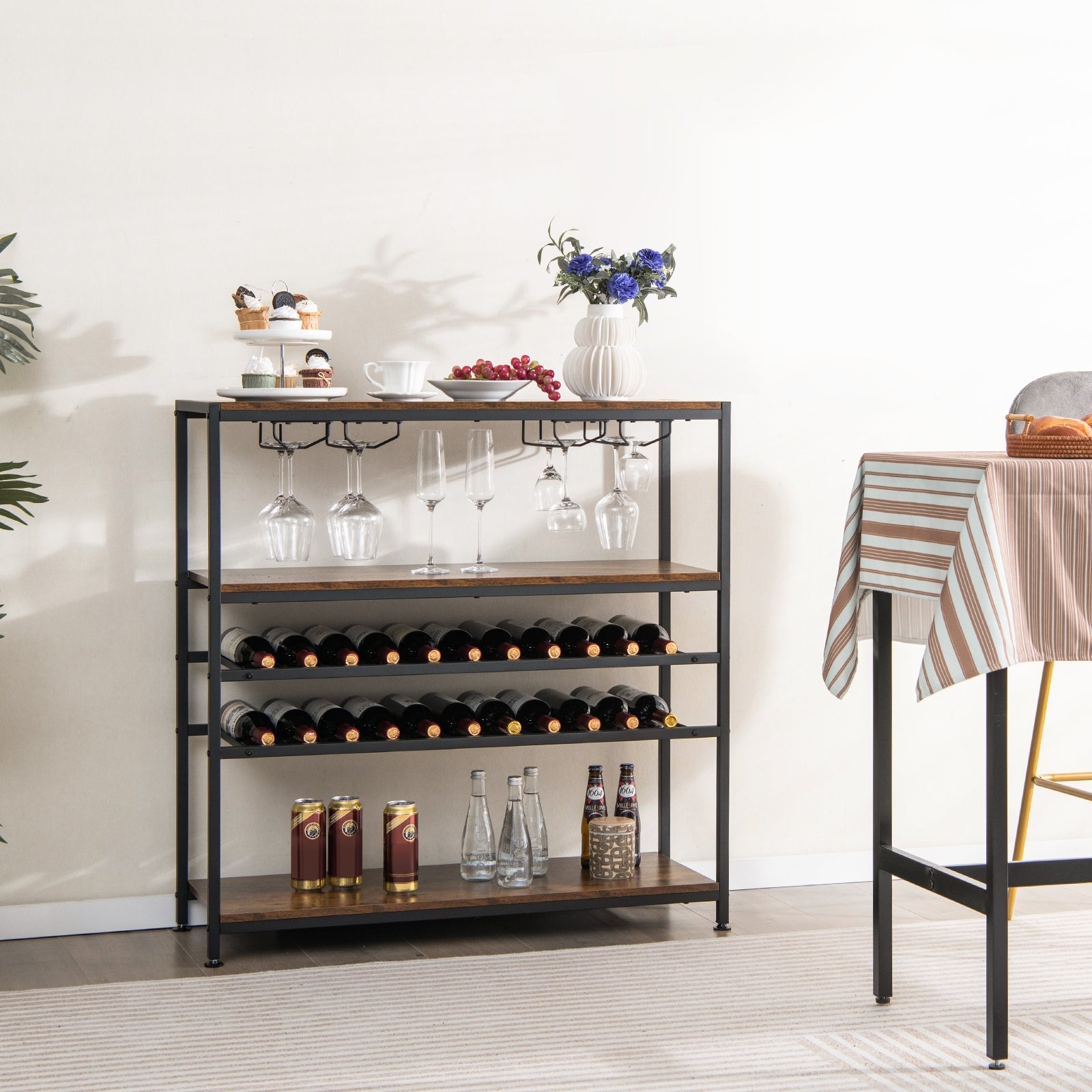 5-Tier Wine Rack Table With Glasses Holder Wine Racks at Gallery Canada
