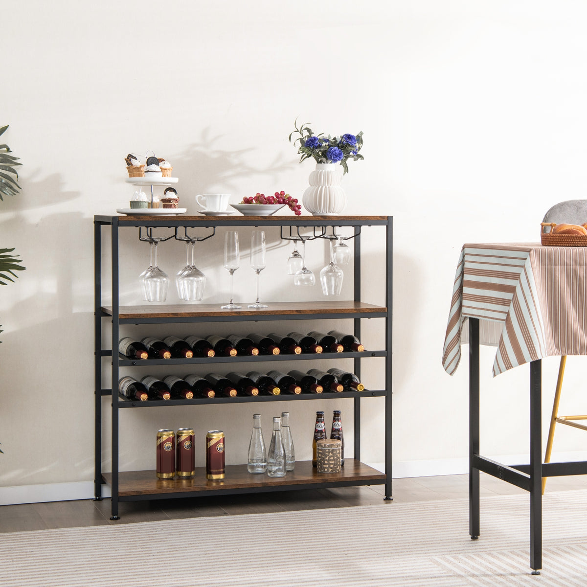 5-Tier Wine Rack Table With Glasses Holder Wine Racks at Gallery Canada