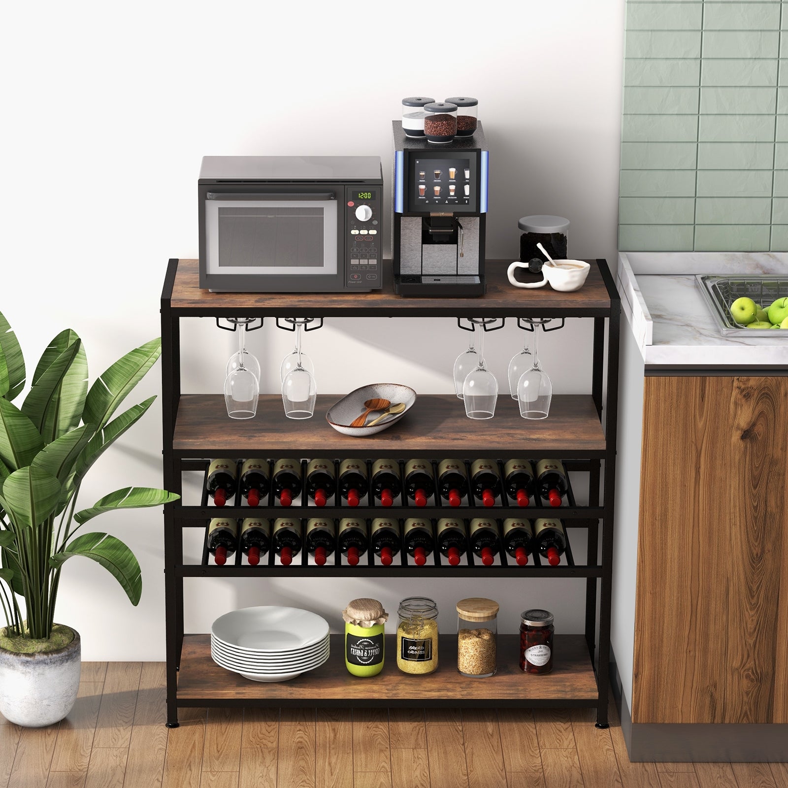 5-Tier Wine Rack Table With Glasses Holder Wine Racks at Gallery Canada