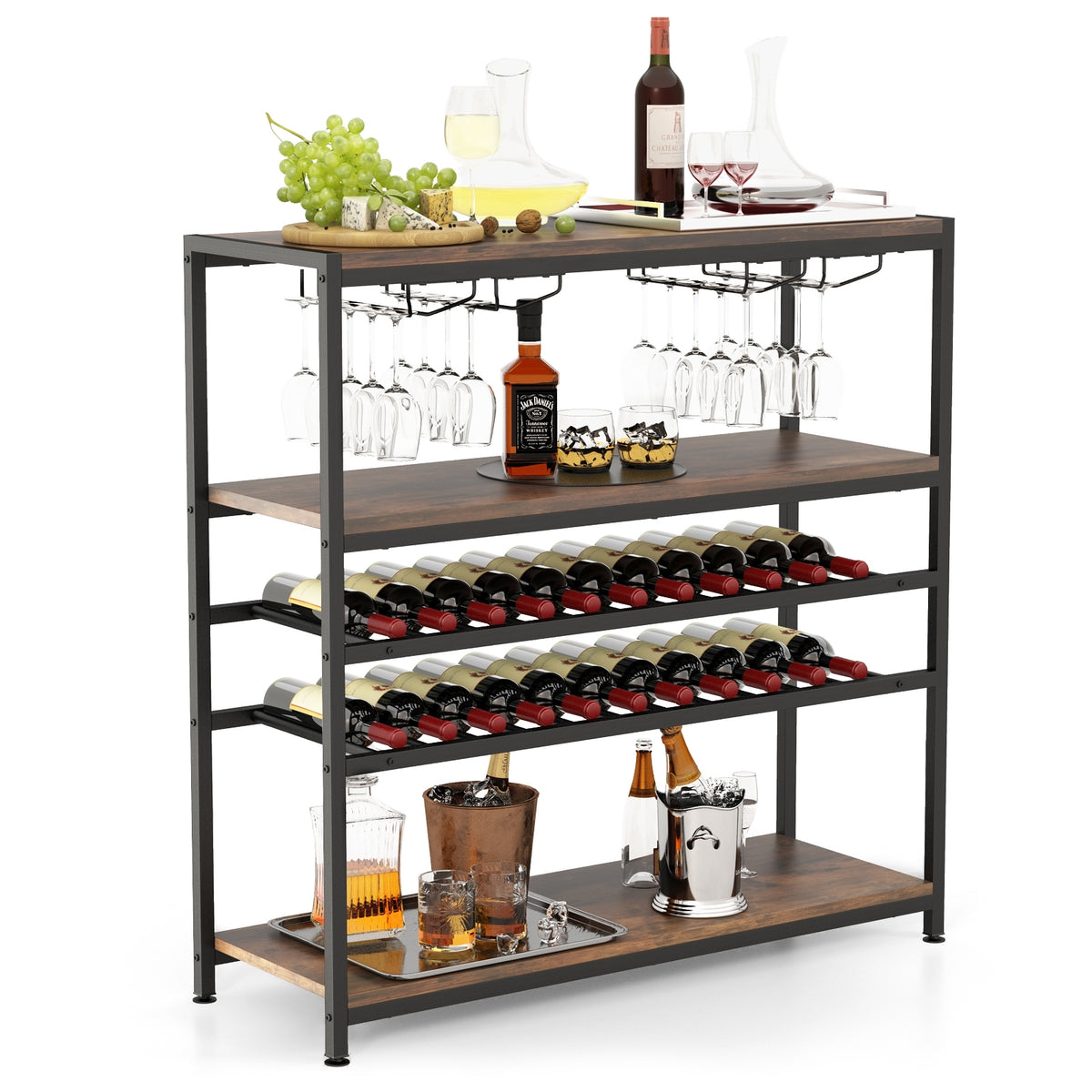 5-Tier Wine Rack Table With Glasses Holder Wine Racks Options at Gallery Canada