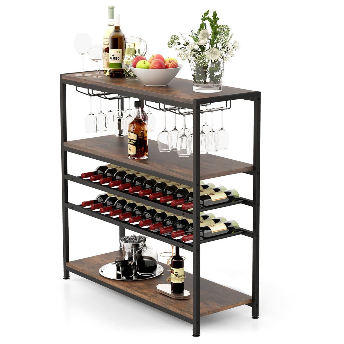 5-Tier Wine Rack Table With Glasses Holder Wine Racks at Gallery Canada