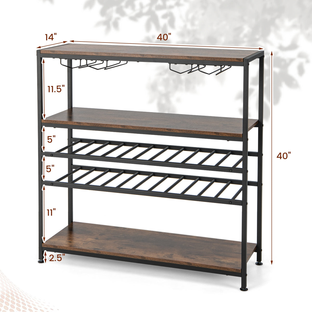 5-Tier Wine Rack Table With Glasses Holder Wine Racks at Gallery Canada