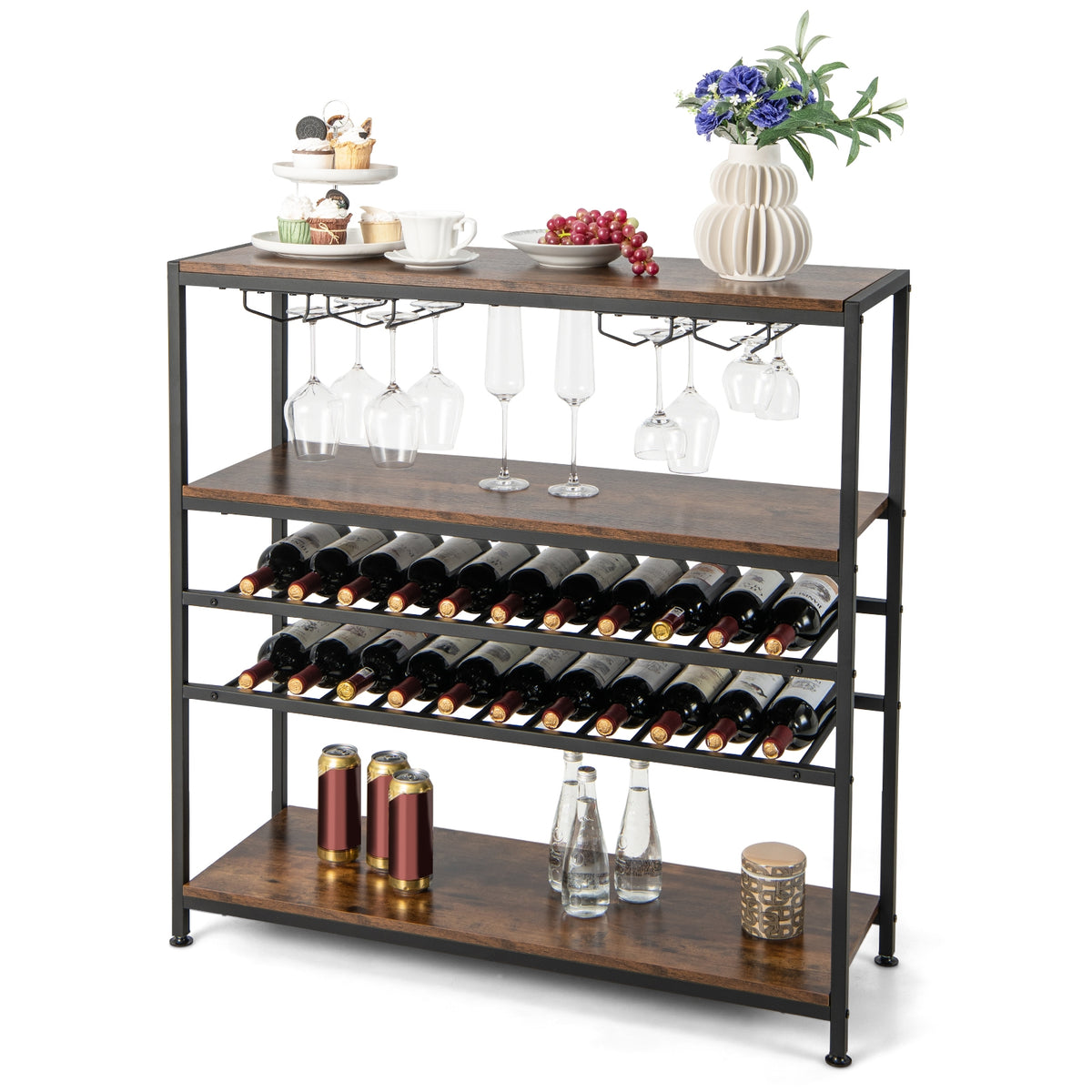 5-Tier Wine Rack Table With Glasses Holder Wine Racks at Gallery Canada