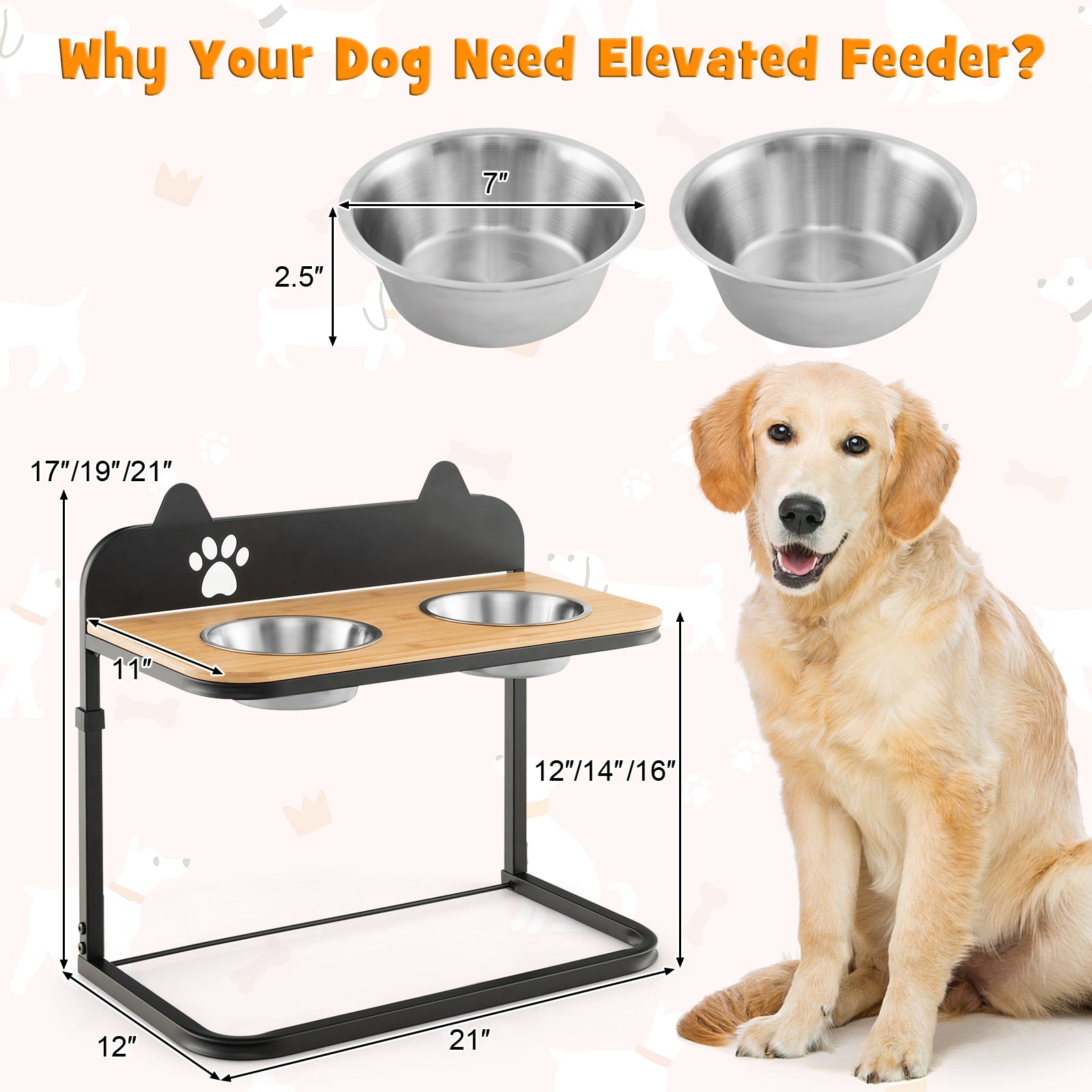 Dog Bowl Stand With 2 Stainless Steel Bowls Dog Supplies at Gallery Canada