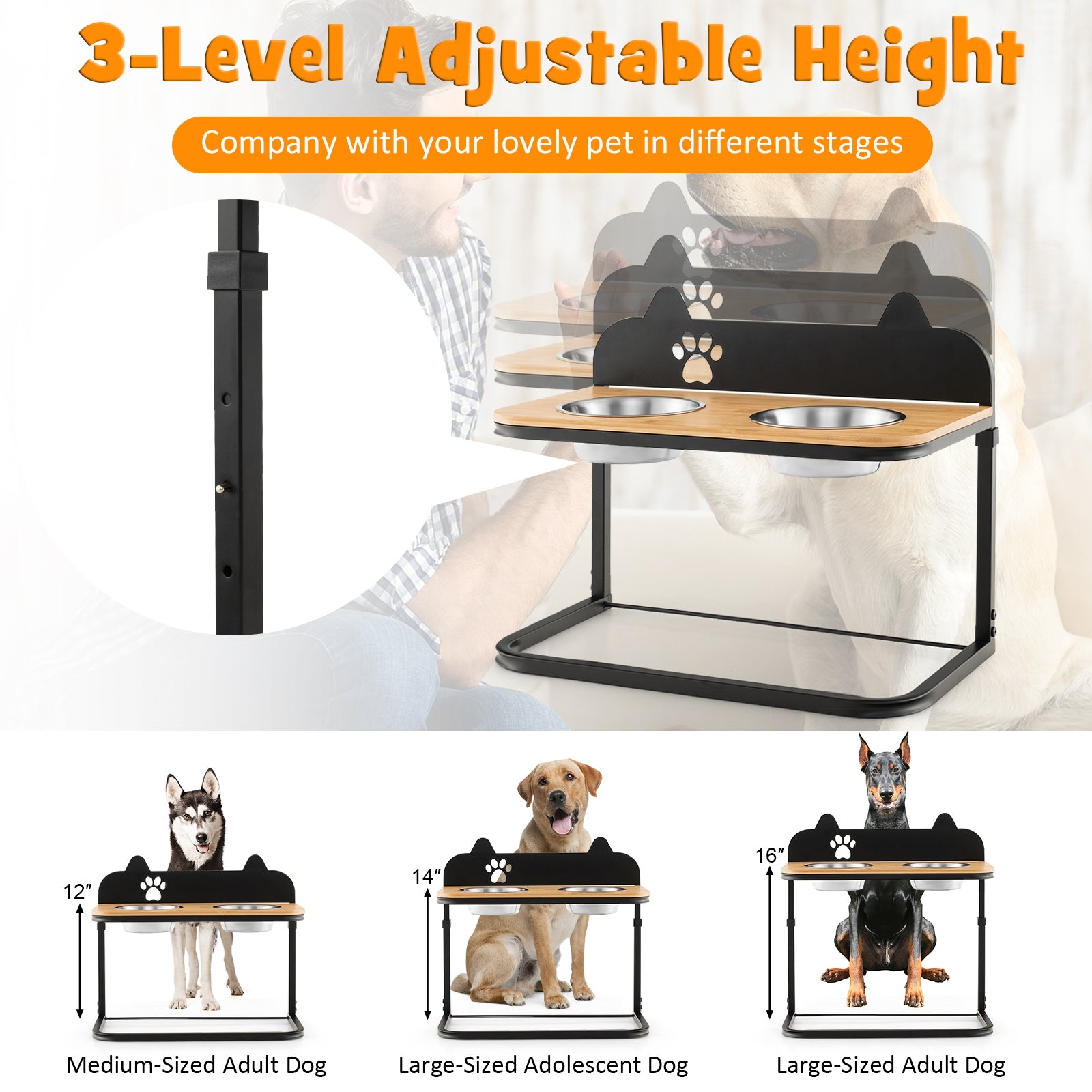 Dog Bowl Stand With 2 Stainless Steel Bowls Dog Supplies at Gallery Canada