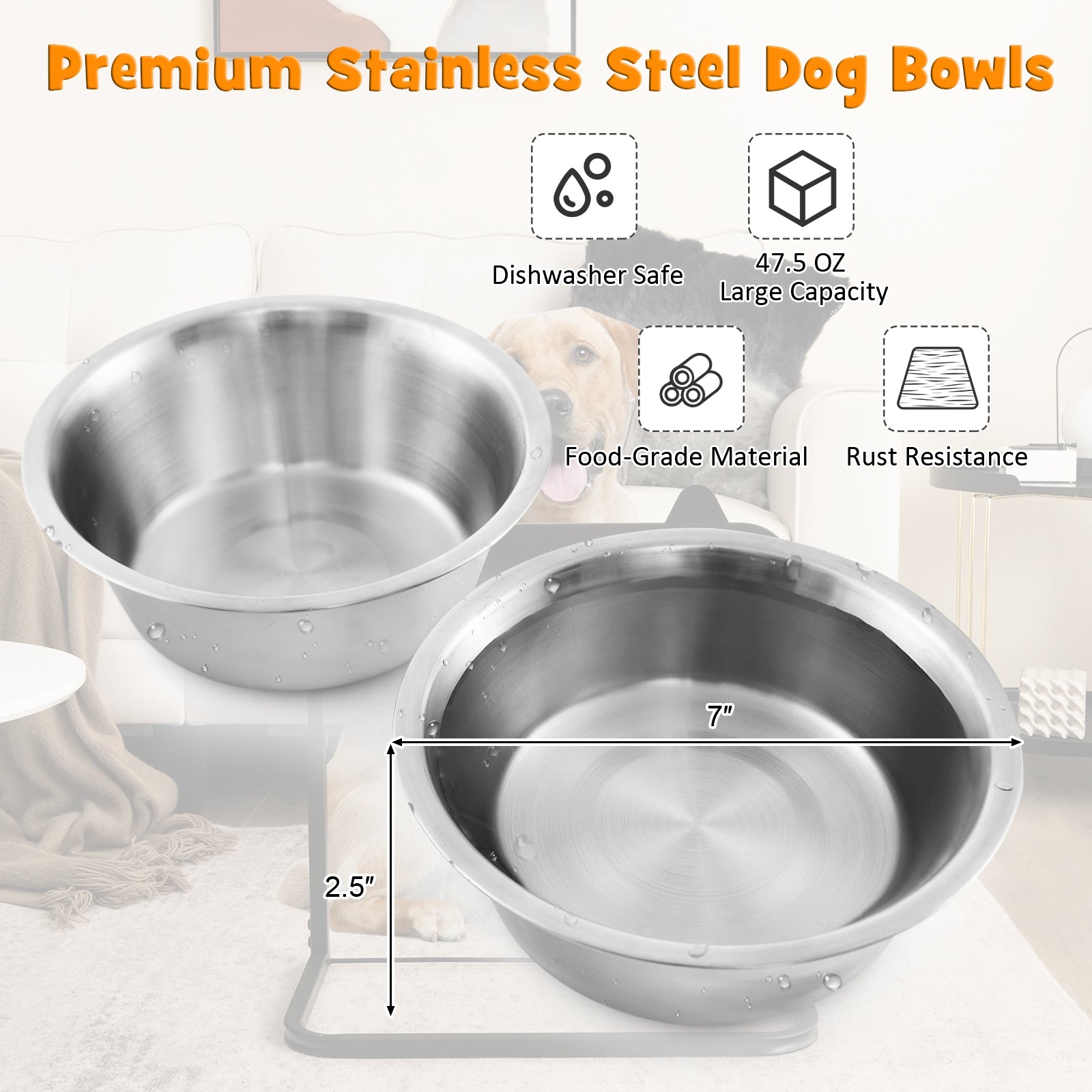 Dog Bowl Stand With 2 Stainless Steel Bowls Dog Supplies at Gallery Canada