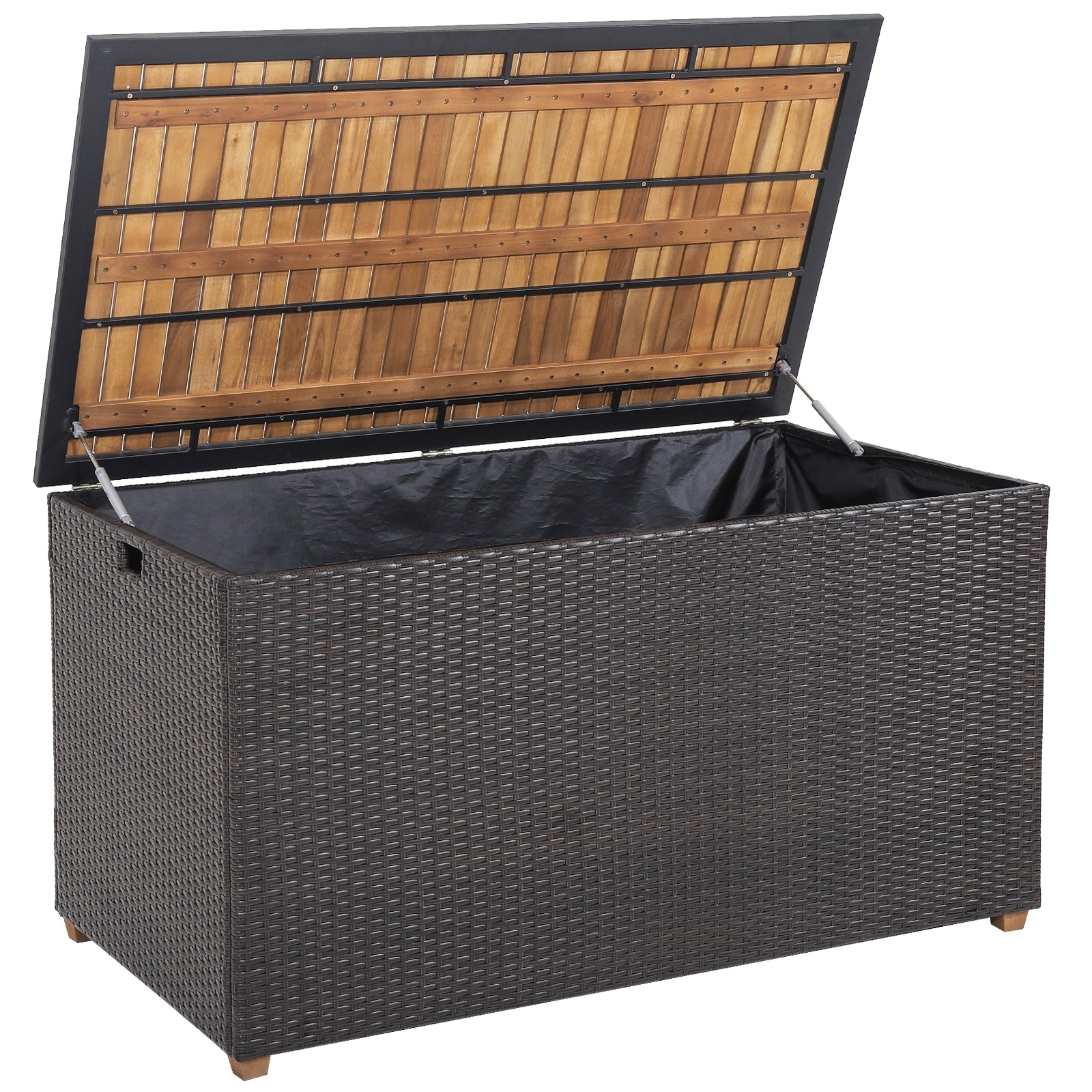 Rattan Storage Box, 134 Gallon, Zippered Liner, Acacia Wood Top, Brown Sheds & Outdoor Storage at Gallery Canada