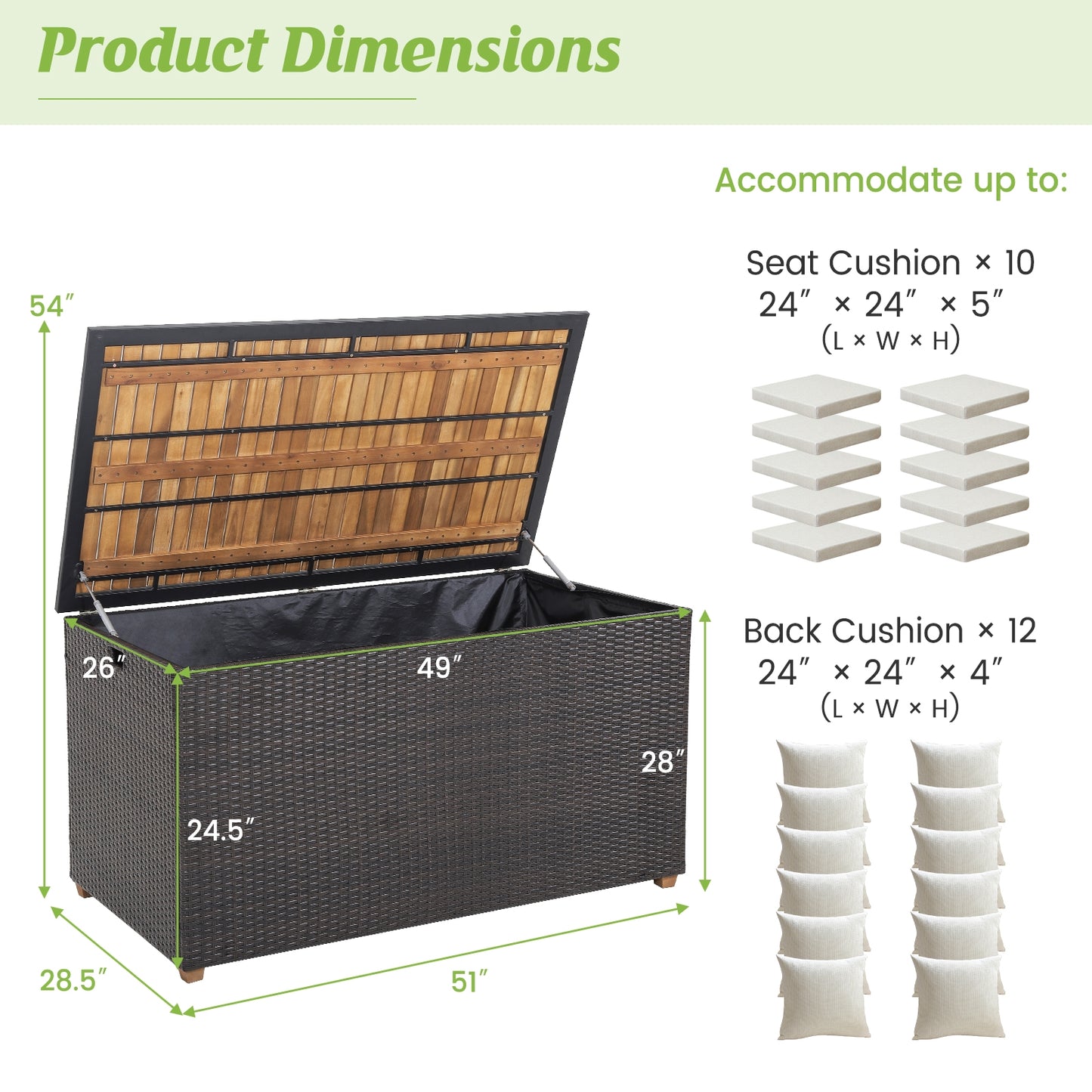 Rattan Storage Box, 134 Gallon, Zippered Liner, Acacia Wood Top, Brown Sheds & Outdoor Storage at Gallery Canada