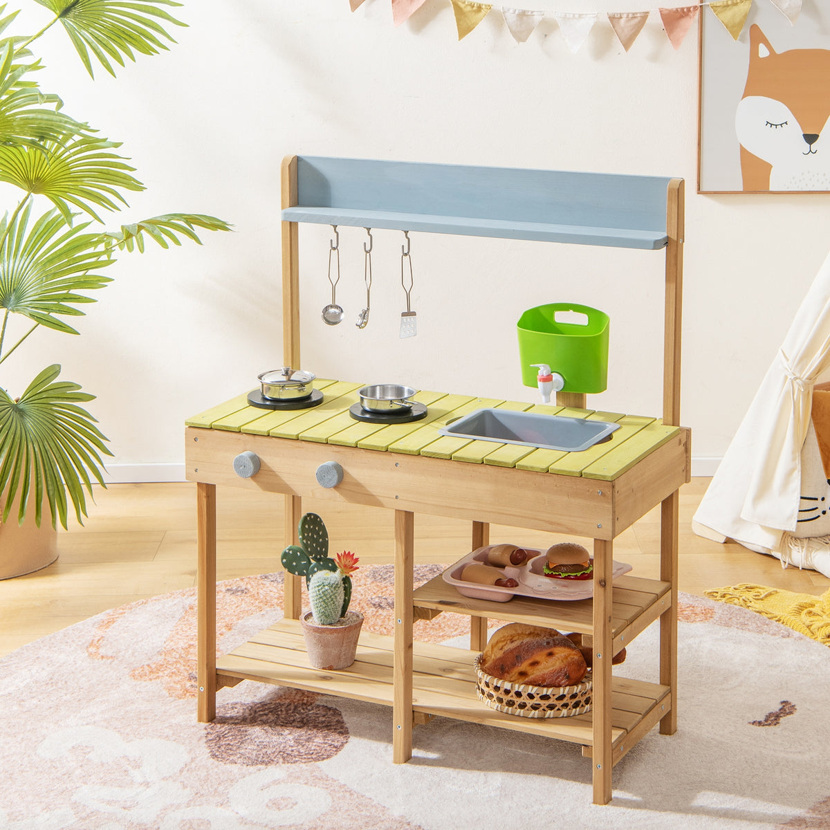 Backyard Pretend Play Toy Kitchen With Stove Top, Natural Play Kitchen Sets at Gallery Canada