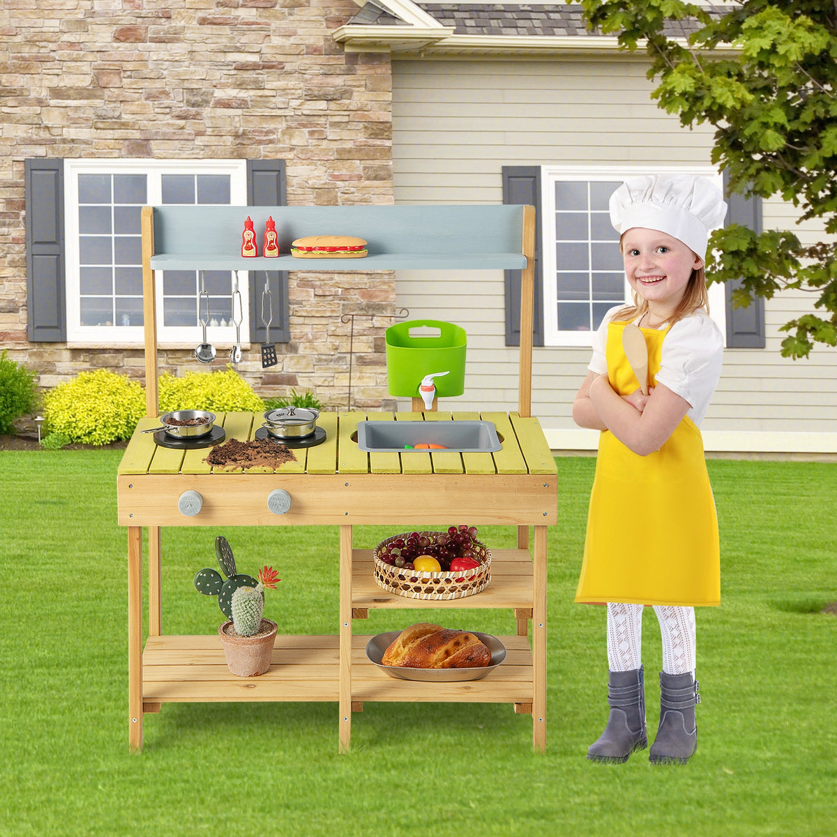Backyard Pretend Play Toy Kitchen With Stove Top, Natural Play Kitchen Sets at Gallery Canada
