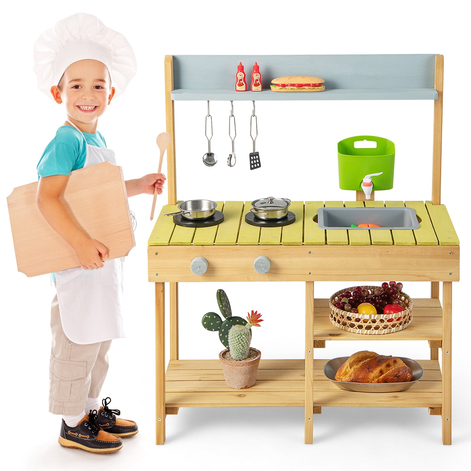 Backyard Pretend Play Toy Kitchen With Stove Top, Natural Play Kitchen Sets at Gallery Canada