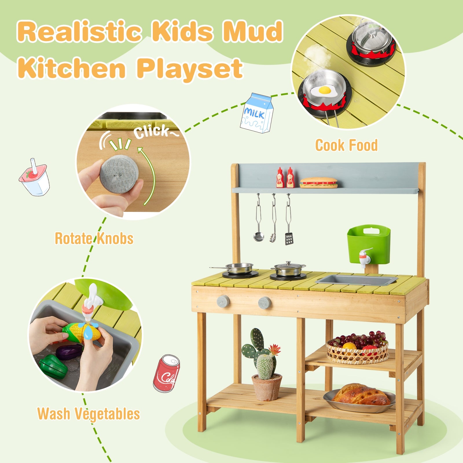 Backyard Pretend Play Toy Kitchen With Stove Top, Natural Play Kitchen Sets at Gallery Canada
