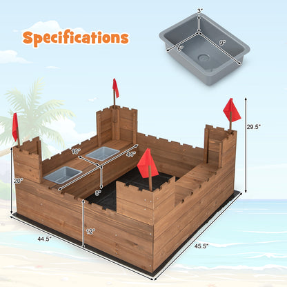 Kids Wooden Sandbox With Bottom Liner, Natural, Red Sandboxes at Gallery Canada