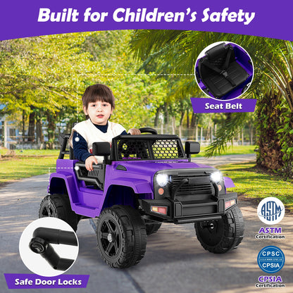 12V Kids Ride On Truck, Remote Control, Headlights, Purple Powered Ride On Toys at Gallery Canada
