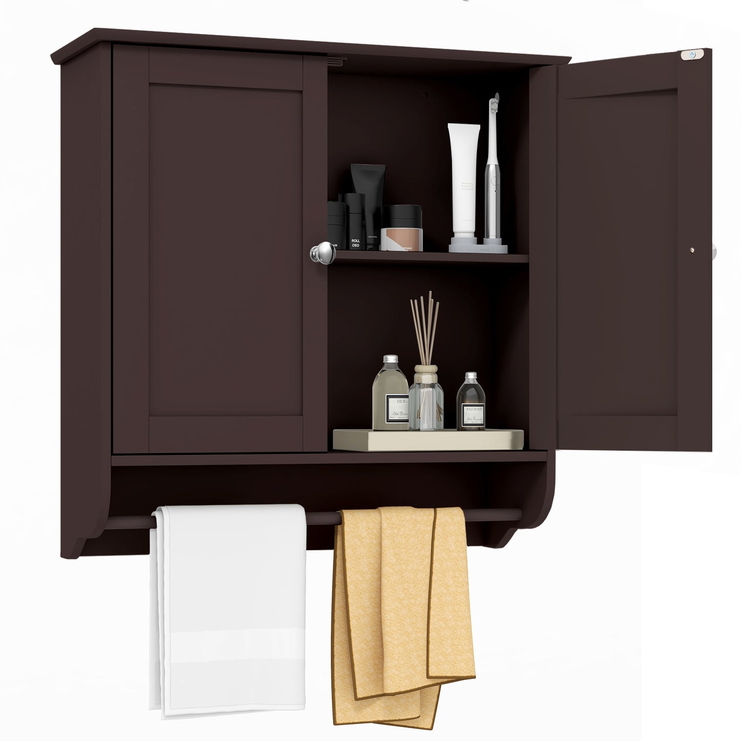 Wall Mounted Bathroom Medicine Cabinet With Towel Bar, Brown Wall Cabinets at Gallery Canada